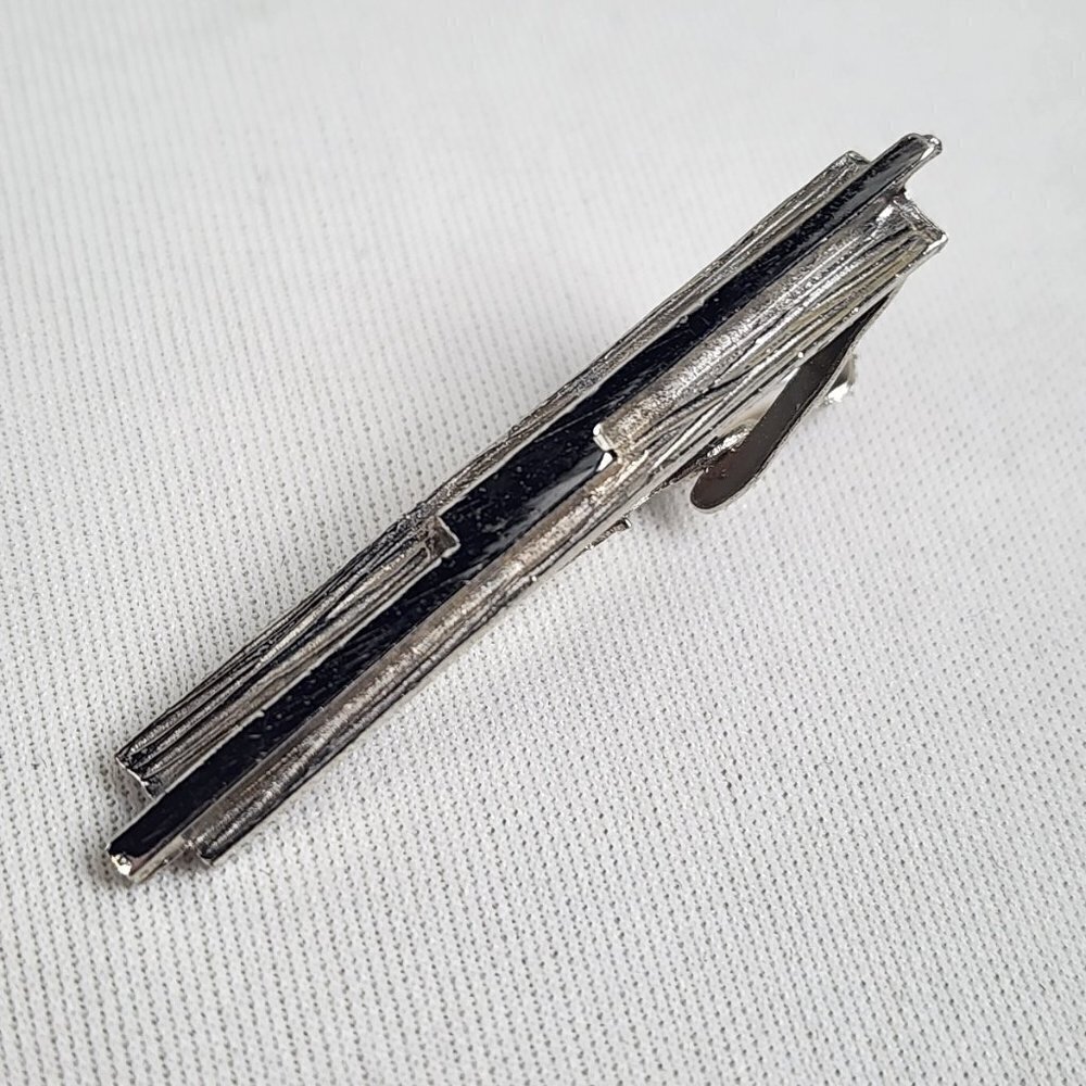 Vintage Silver Tone Etched Tie Clip Pat 2863761